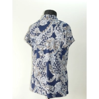 Bluzka z lejącym dekoltem woda - wzór paisley granat beż